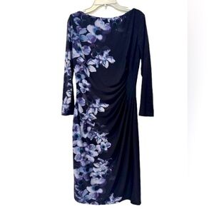 Ralph Lauren Elegant Floral Navy and Purple Dress